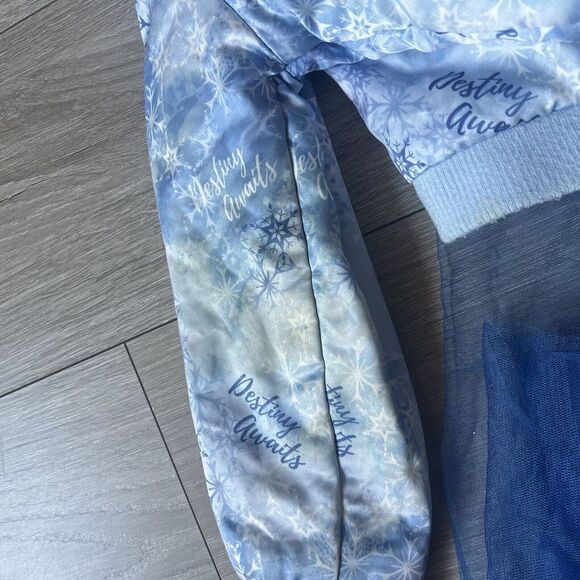 Disney Frozen Outfit Set Blue Coat Jacket + Tutu Skirt Silver Glitter 5-6T - Picture 13 of 13